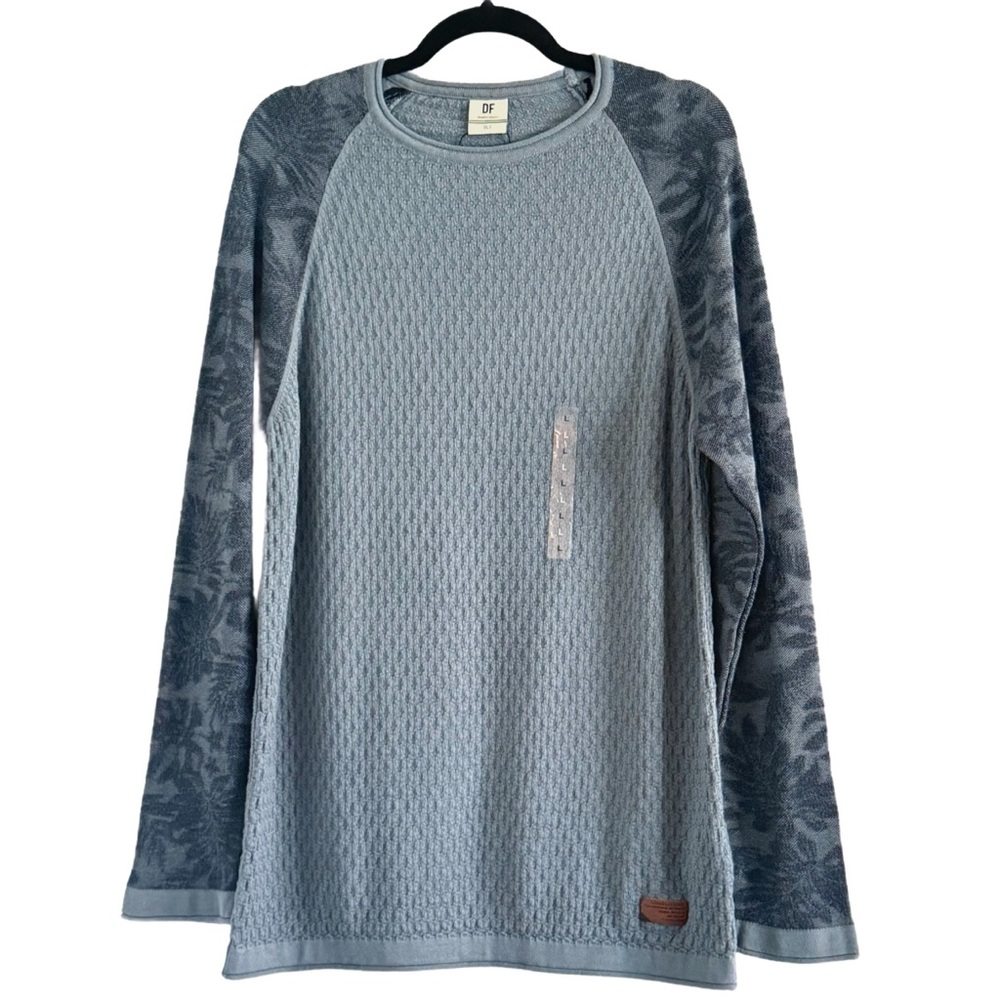 🌻 Defacto DF Branded Quality Blue Printed Sleeve Sweater Men’s Large